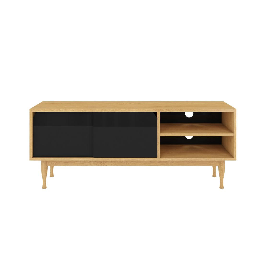 TV-SCHRANK Elza Black, Eichefarben, 135 Cm - Eichefarben, Eichenholz/Holzwerkstoff (135/53.6/40cm) - Skandica