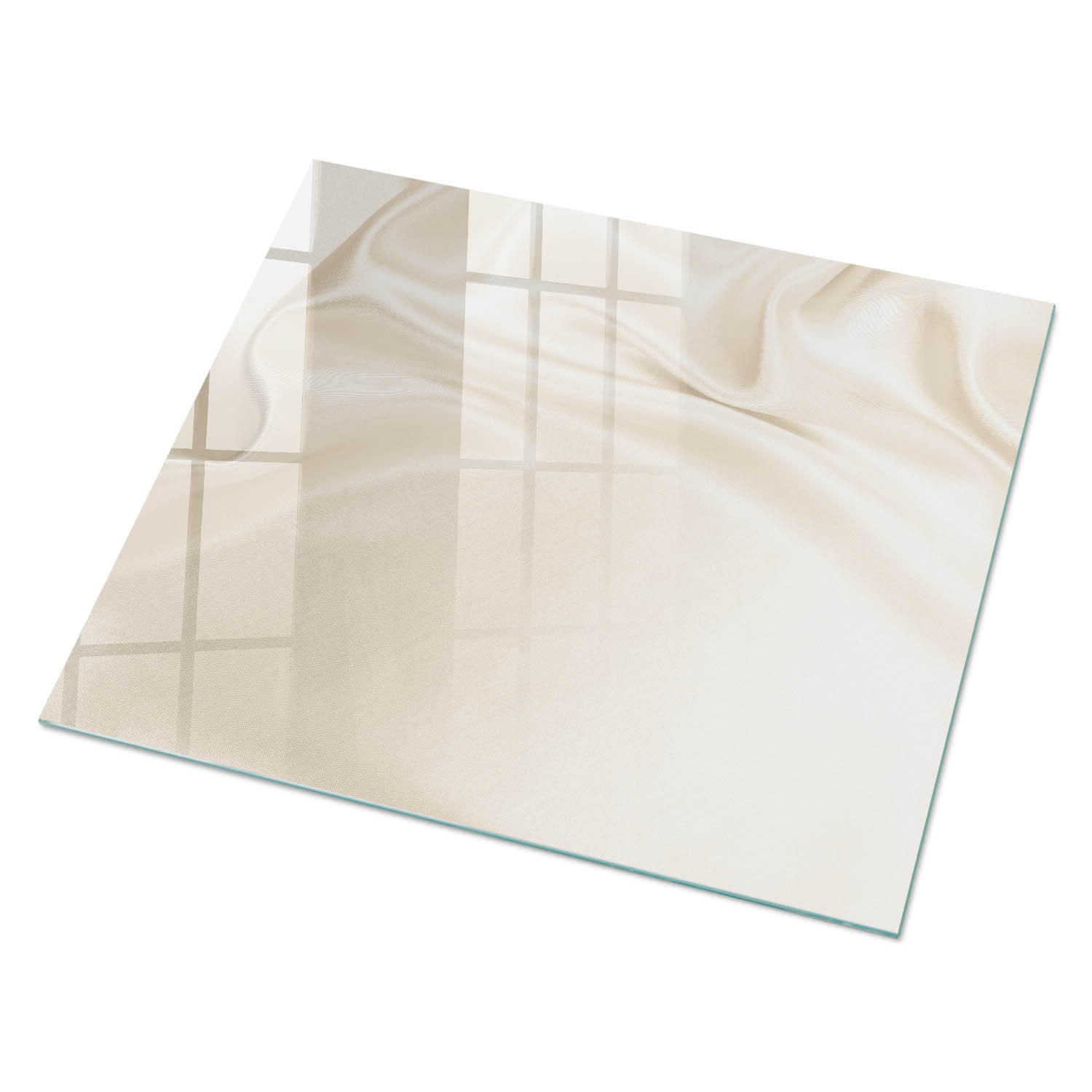 GLASPLATTE 80x60 cm – Cremige Wellen - Grau, Glas (0.4/80/60cm) - ArtPrintCave