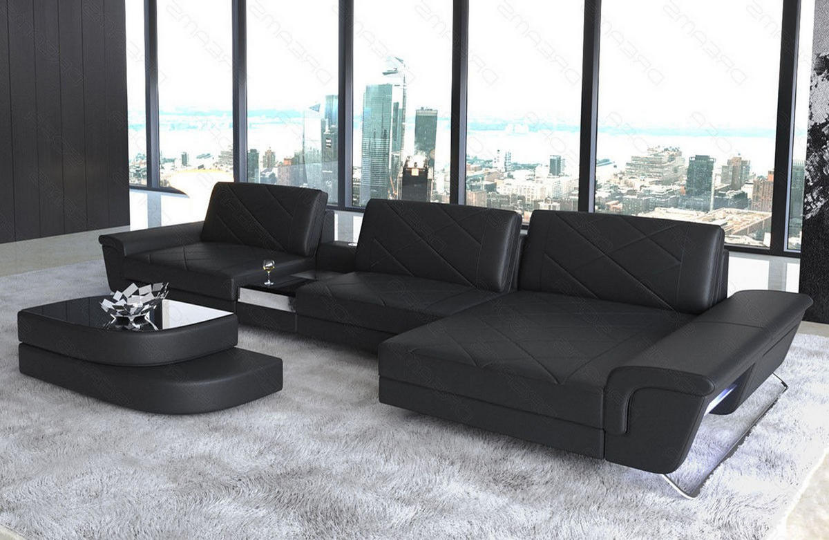 LEDERSOFA Bari L - Schwarz, Leder (369/197cm) - Sofa Dreams