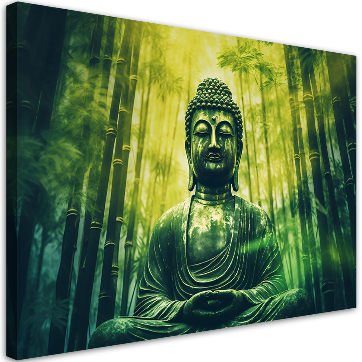 WANDBILD buddha und zen bambus - Grün, Textil (60/40cm) - Feeby