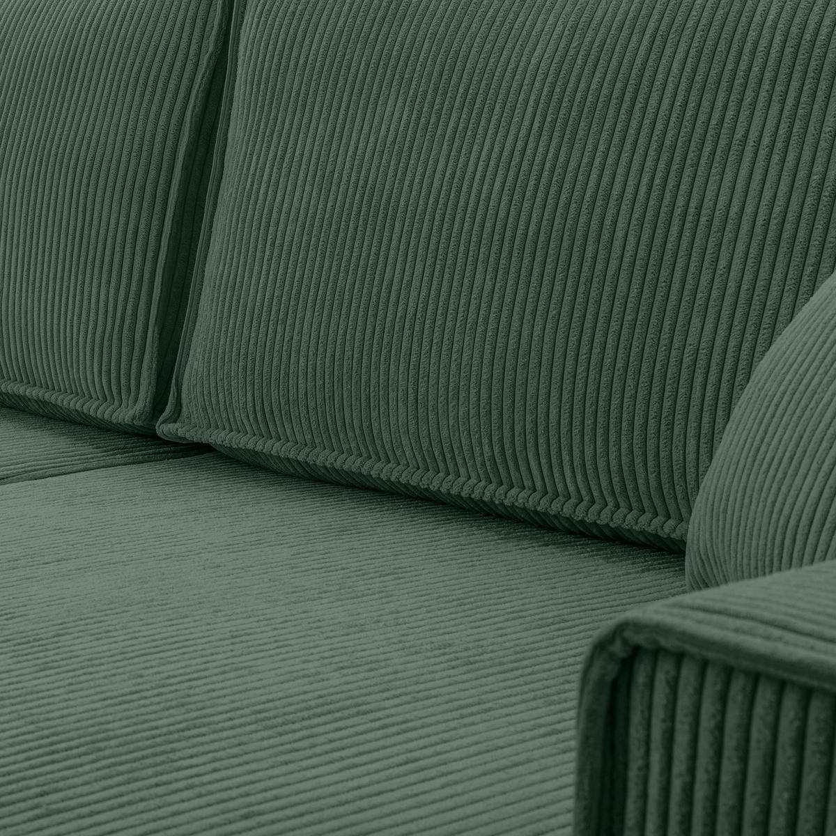 WOHNLANDSCHAFT Cedria Grün 389/145/85 cm mit Schlaffunktion - Dunkelgrün/Schwarz, Kunststoff/Textil (389/85/145cm) - AX Living