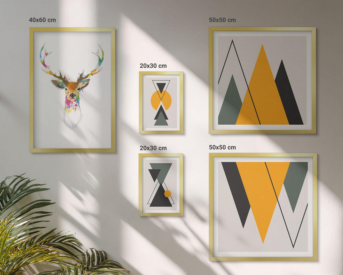 WANDBILDER 5er Set - 50x50 cm & 20x30 cm & 40x60 cm Goldrahmen - Italienische Städte (Aquarell) - Goldfarben, Kunststoff (40/60cm) - ArtPrintCave