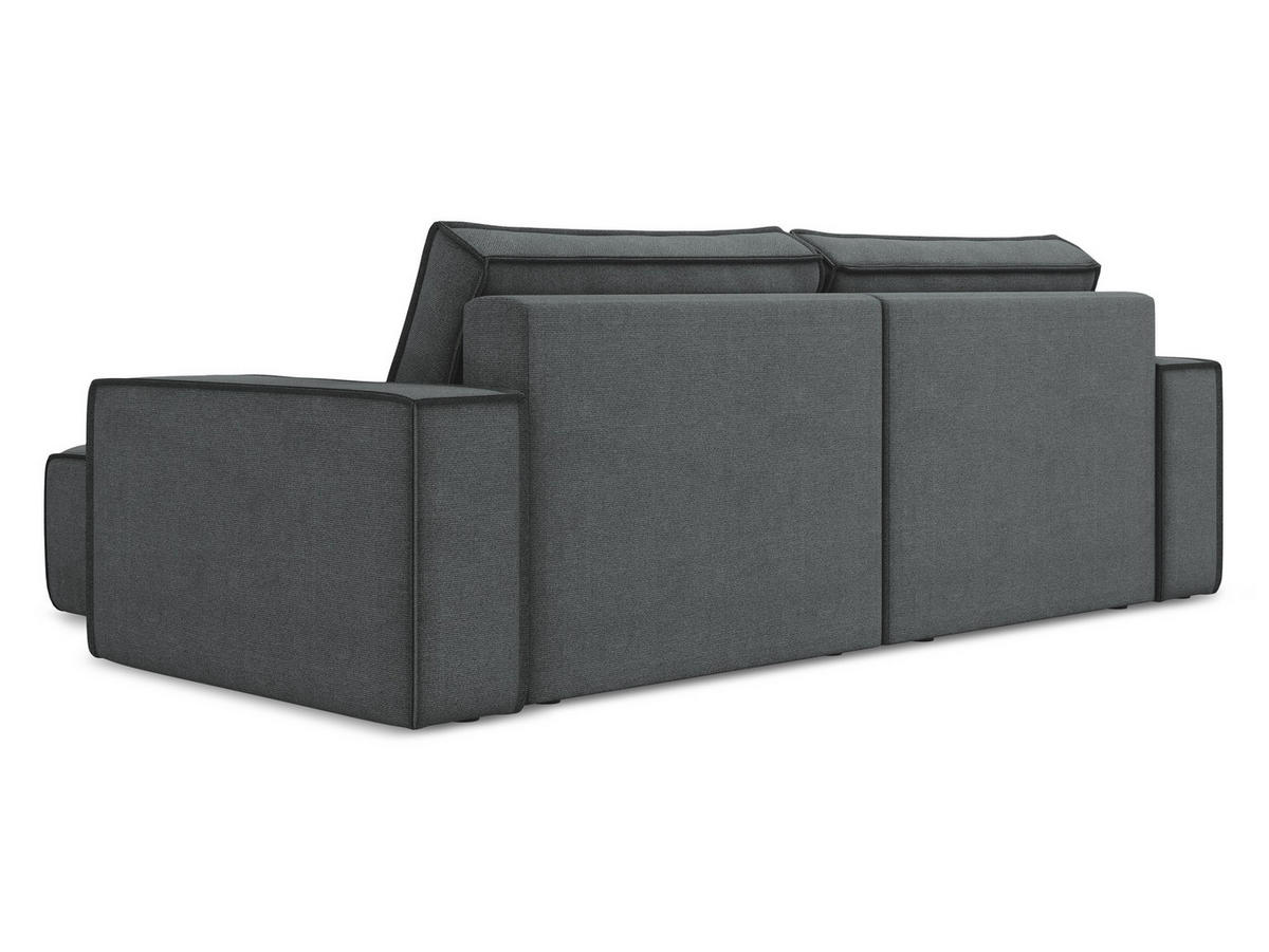 ECKSOFA mit Schlaffunktion Strukturstoff Stoff Grau - Schwarz/Grau, Kunststoff/Textil (257/148cm) - Makamii