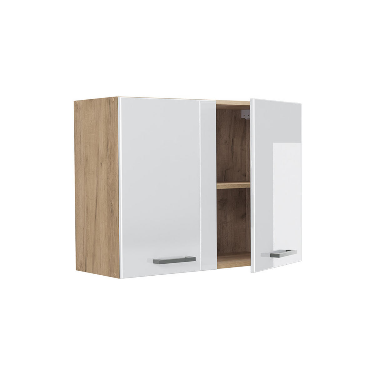 KÜCHENGLASSCHRANK R-Line, Weiß Hochglanz/Goldkraft Eiche, 80 cm - Eichefarben/Weiß Hochglanz, Holzwerkstoff (80/60/31cm) - Vicco