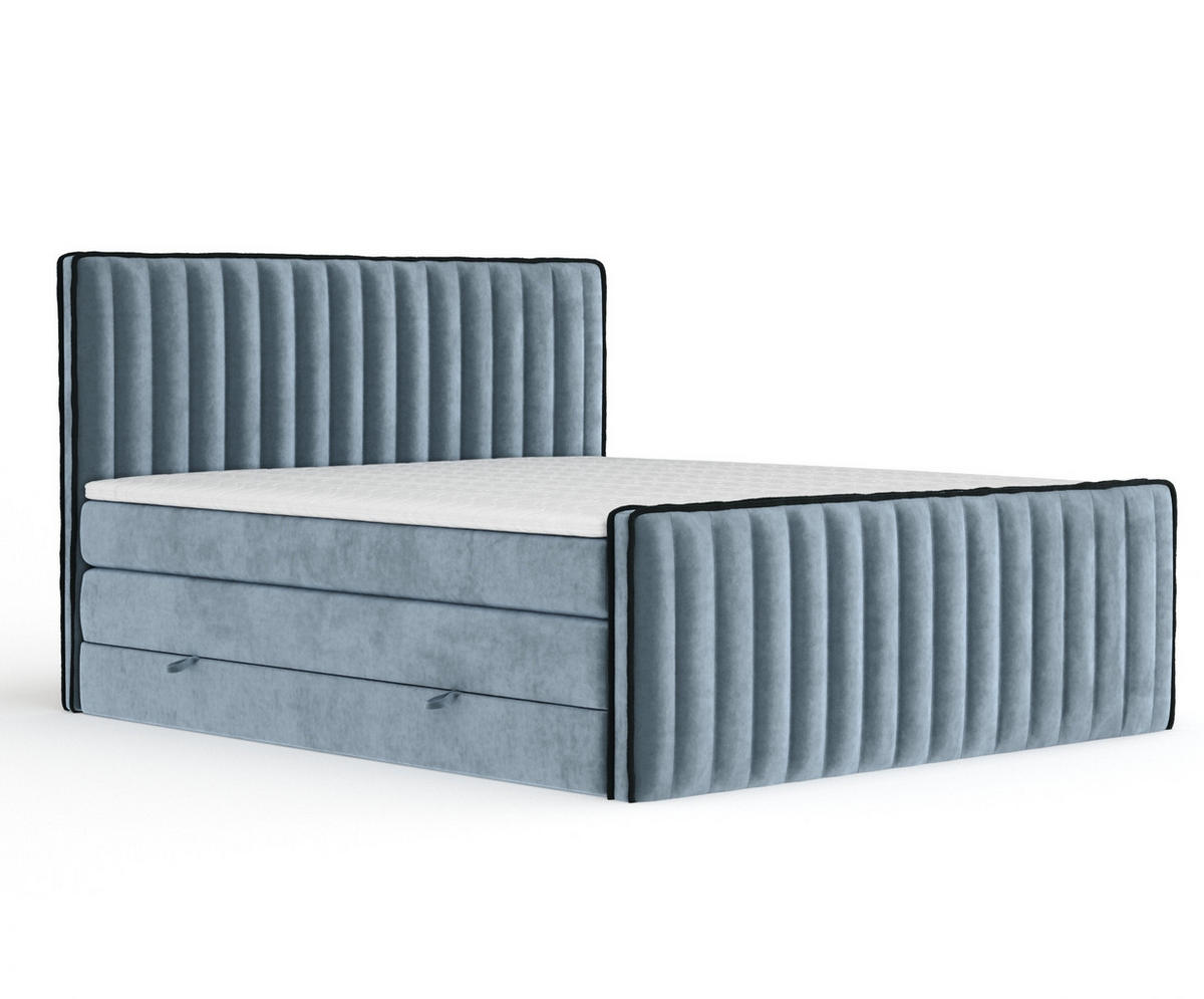 BOXSPRINGBETT Nocturne Blau Grau 200/200 cm - Blaugrau/Schwarz, Holz/Holzwerkstoff (200/200cm) - Maison de Reve
