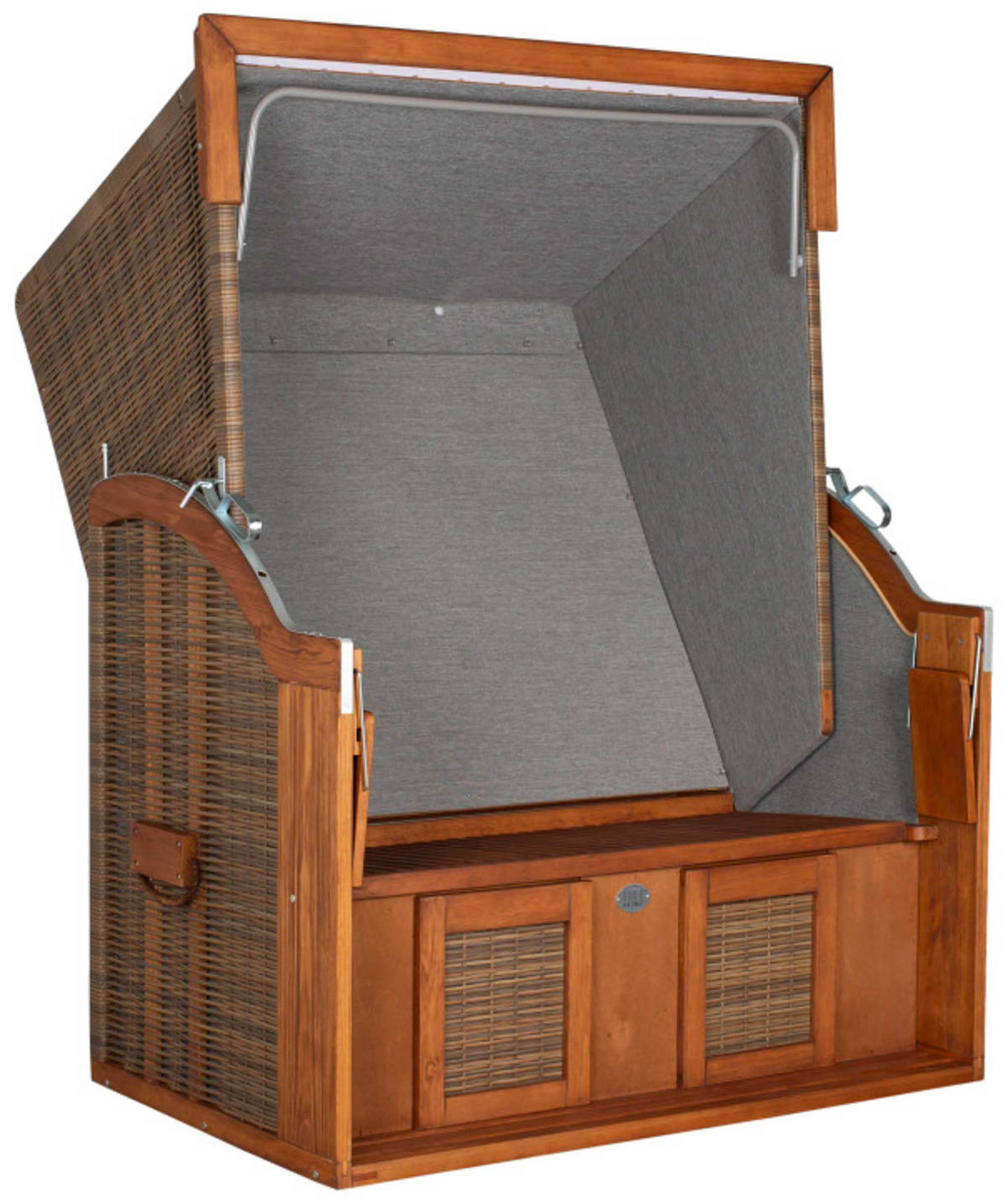 STRANDKORB Tinnum 2 Sitzer Pinie PE griseum - Braun/Grau, Metall (115/38/92cm) - Mr. Deko