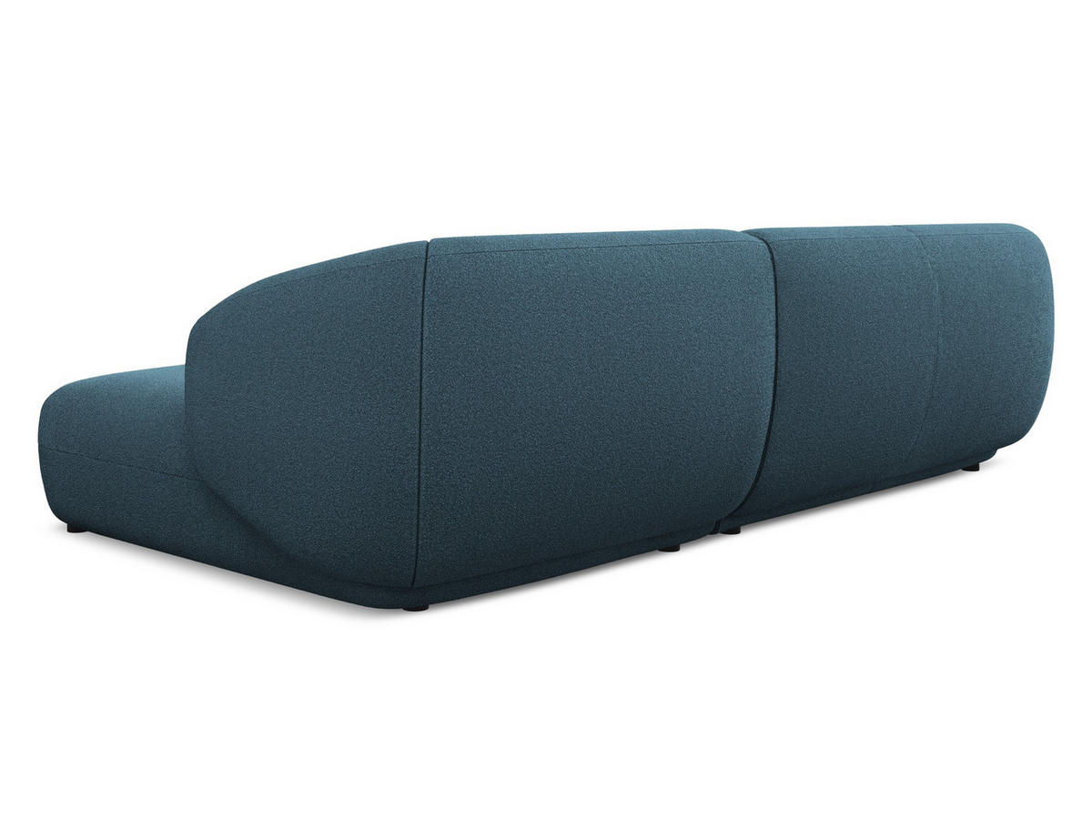 ECKSOFA Rechts Bouclé Stoff Blau - Blau/Schwarz, Kunststoff/Textil (280/156cm) - Makamii