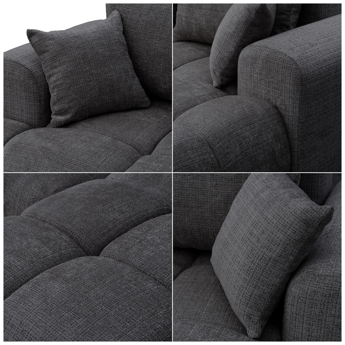 ECKSOFA MILANO mit Schlaffunktion und Bettkasten Dunkelgrau - Dunkelgrau, Holzwerkstoff/Kunststoff (250/90cm) - Idohome