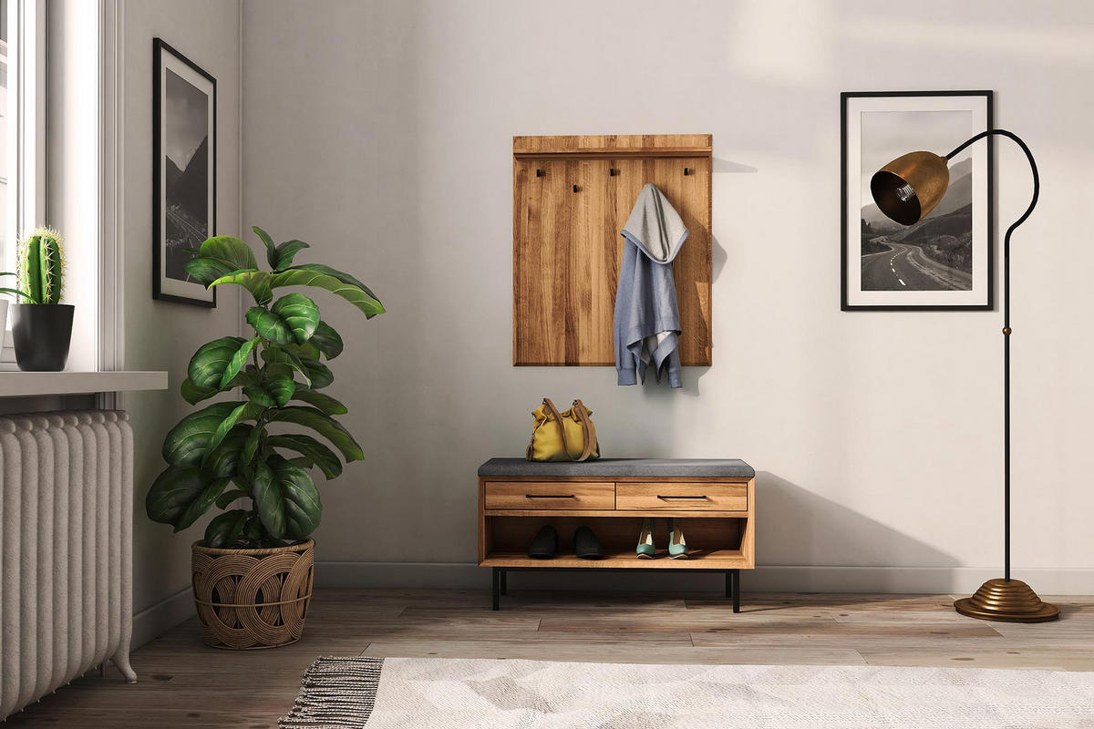 HALLENBANK LEON Wildeiche - Wildeiche, Holz (97/52/36cm) - byoak