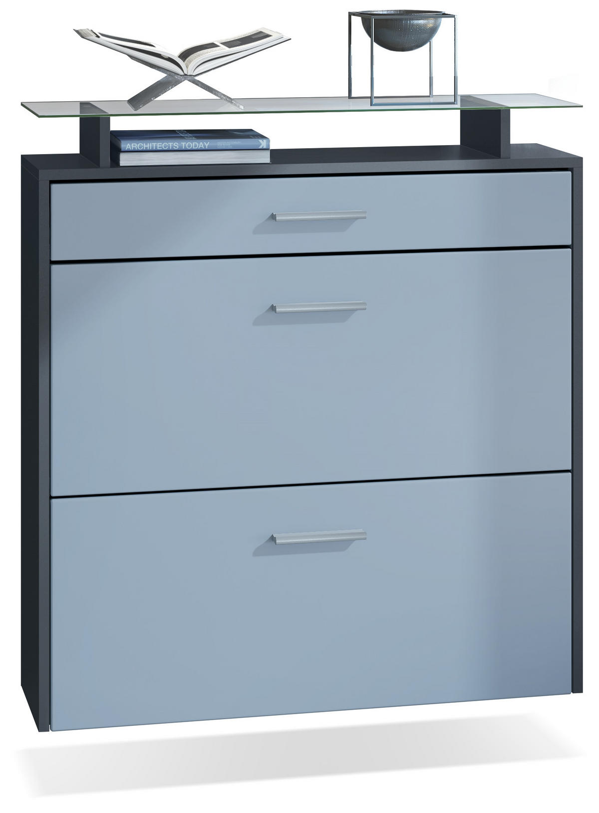 SCHUHSCHRANK Malea Fronten in Denim matt - Pastellblau, Holzwerkstoff (89/96/23cm) - Vladon