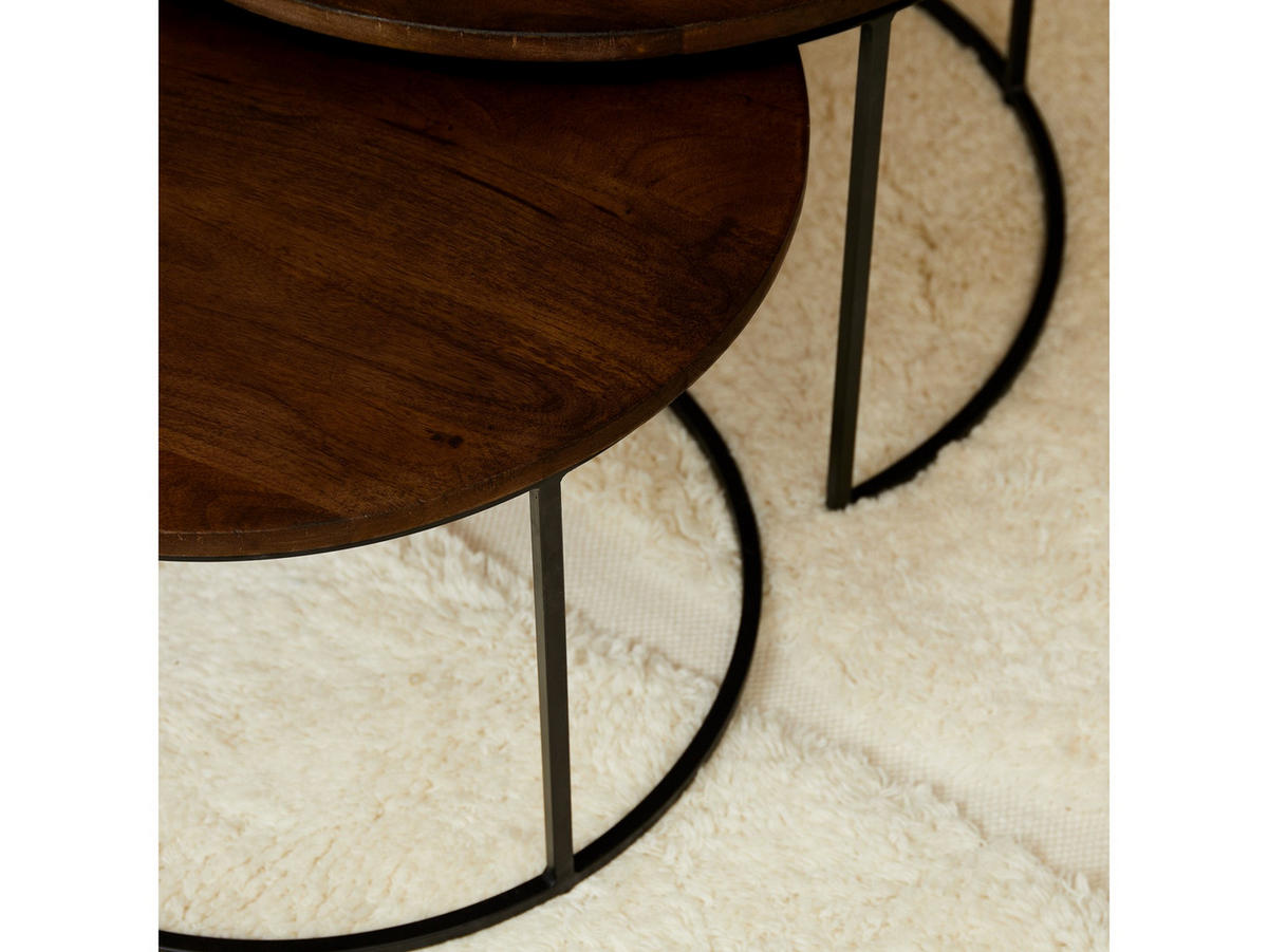 COUCHTISCH Dimora Mangoholz Durchmesser 70 cm + 60 cm Braun - Braun, Holz (70/70/45cm)