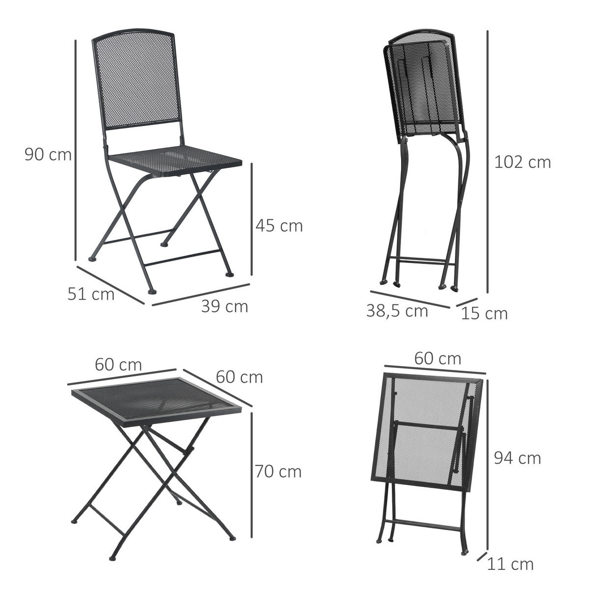 SITZGRUPPE, Metall, Grau - Grau, Metall - Outsunny