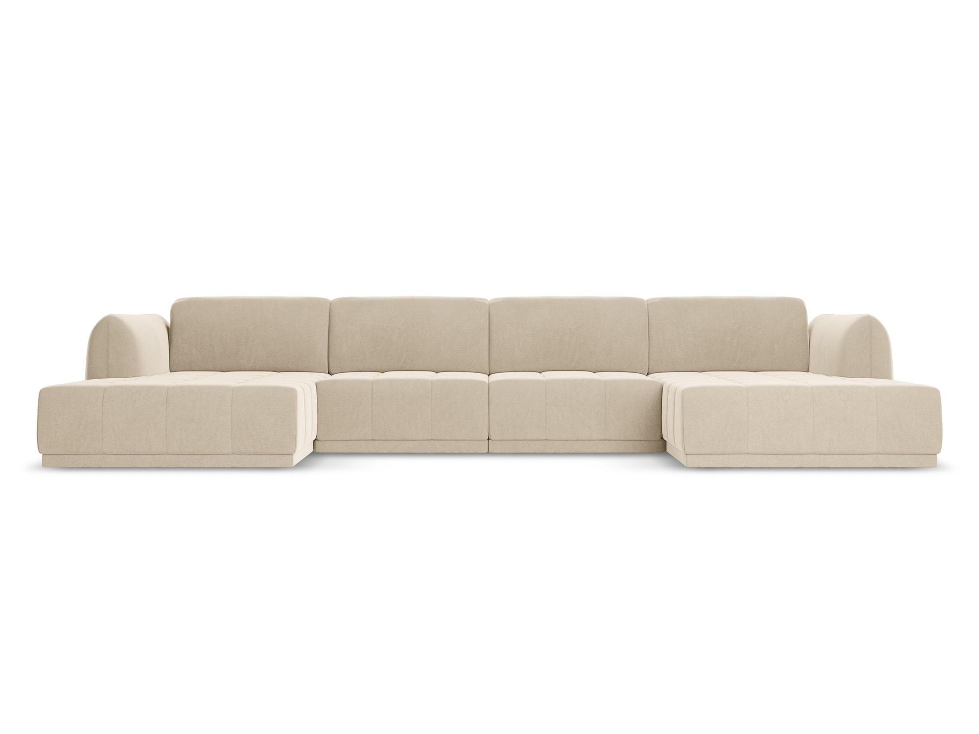 WOHNLANDSCHAFT Samt Stoff Beige - Beige/Creme, Kunststoff/Textil (370/74/170cm) - Makamii