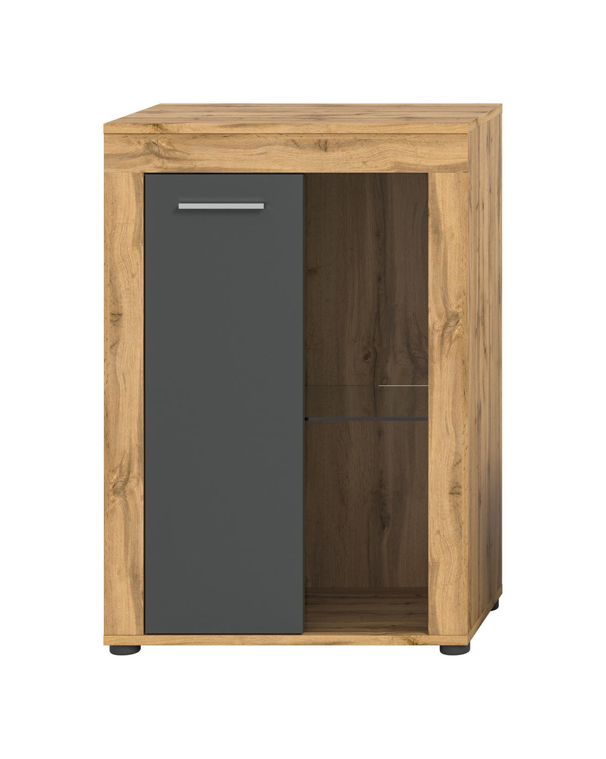 VITRINE JAM (B/H/T: ca. 60/86/35 cm) in Wotan Eiche Nachbildung/grau - Eiche Wotan, Holzwerkstoff (60/86/35cm)