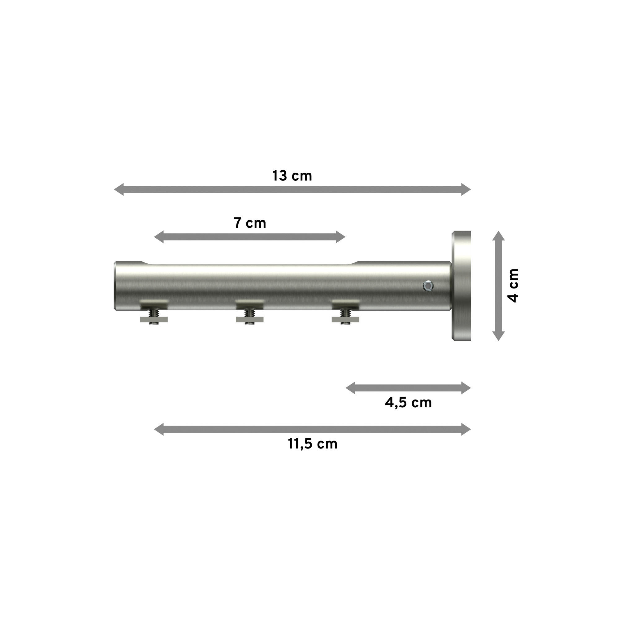 TRÄGER FÜR INNENLAUFSTANGEN 20 mm Ø, Siteno Langloch 1 bis 3-läufig, Edelstahl-Optik - Edelstahlfarben, Metall (13/4/4cm) - INTERDECO