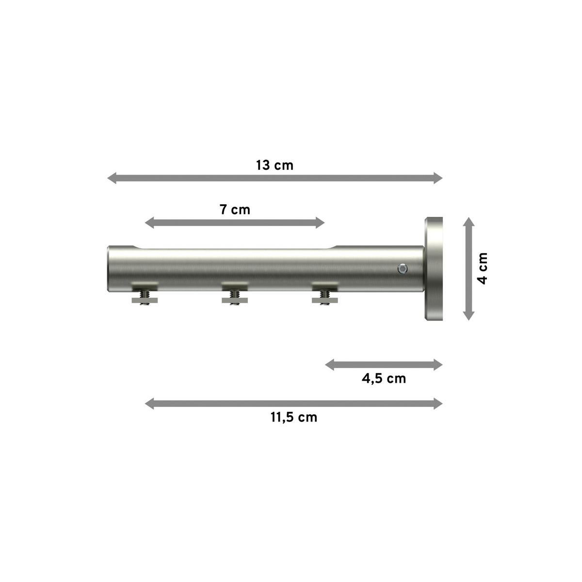 TRÄGER FÜR INNENLAUFSTANGEN 20 mm Ø, Siteno Langloch 1 bis 3-läufig, Edelstahl-Optik - Edelstahlfarben, Metall (13/4/4cm) - INTERDECO
