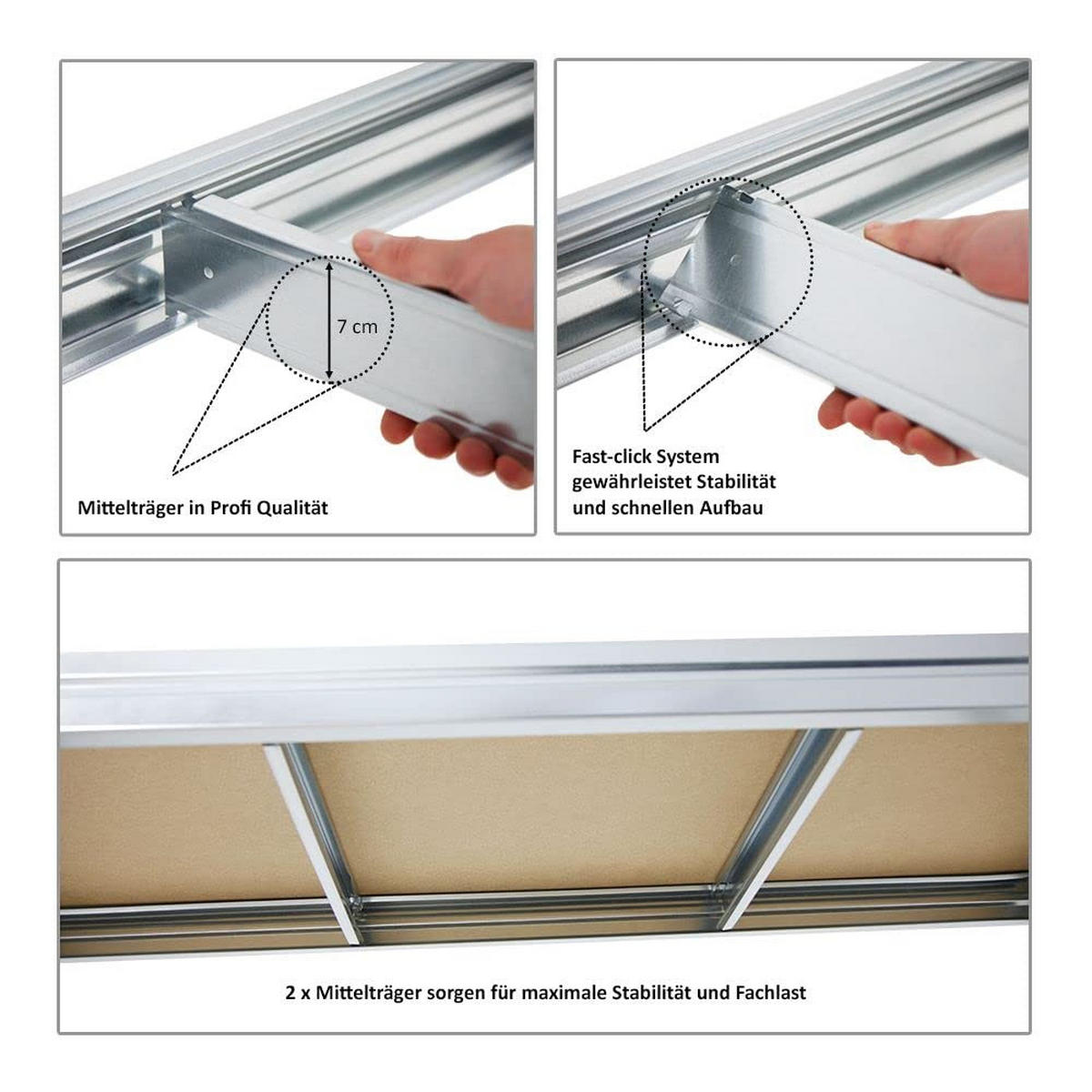 SCHWERLASTREGAL Dino 2er-Set mit 2x 180x90x60 cm Fachlast 600 kg Verzinkt - Silberfarben, Metall (180/180/60cm) - PROREGAL
