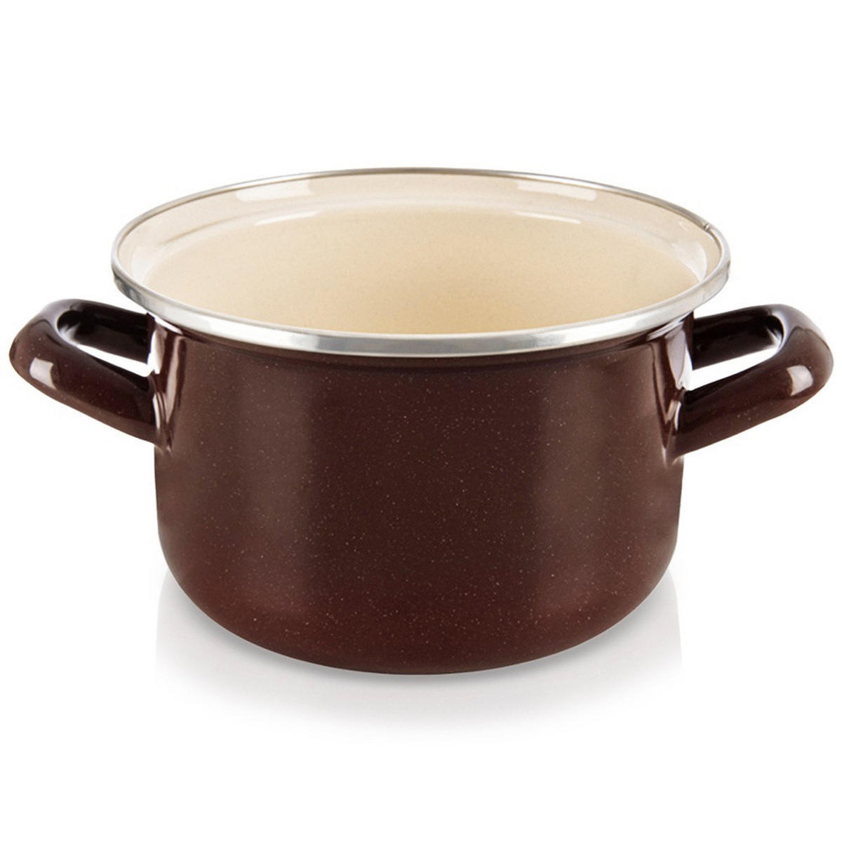 EMAILLIERTOPF Brown mit Griffen braun - Braun, Metall (16cm) - Orion 