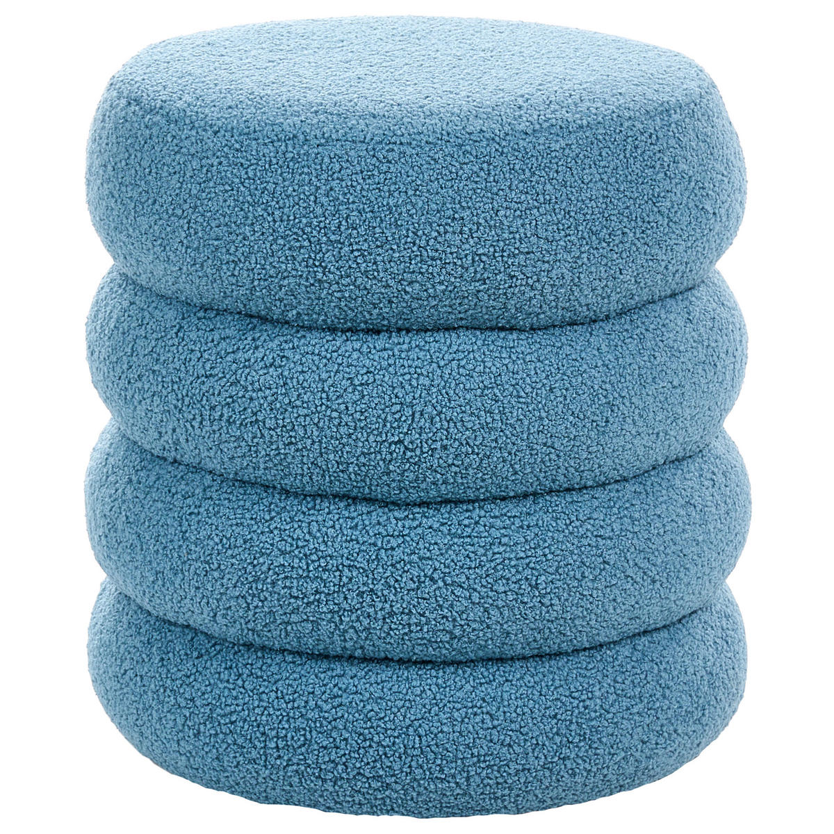 POUF Bouclé Blau Sumpter - Blau, Textil (43/47/43cm) - Beliani
