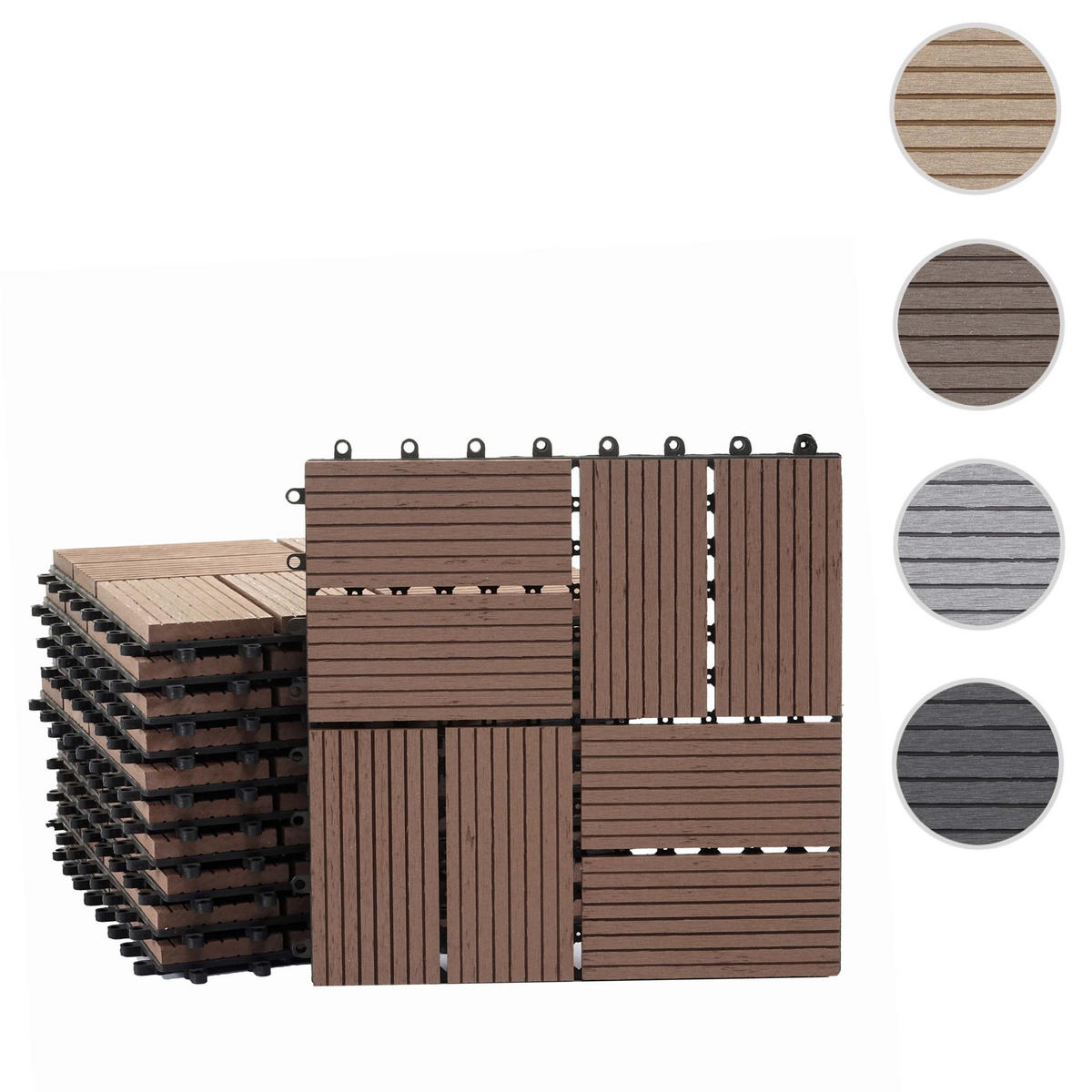 WPC BODENFLIESE 11x 30x30cm Premium Coffee Vierecke - Braun, Kunststoff (30/30/2cm) - BERLINLODGE