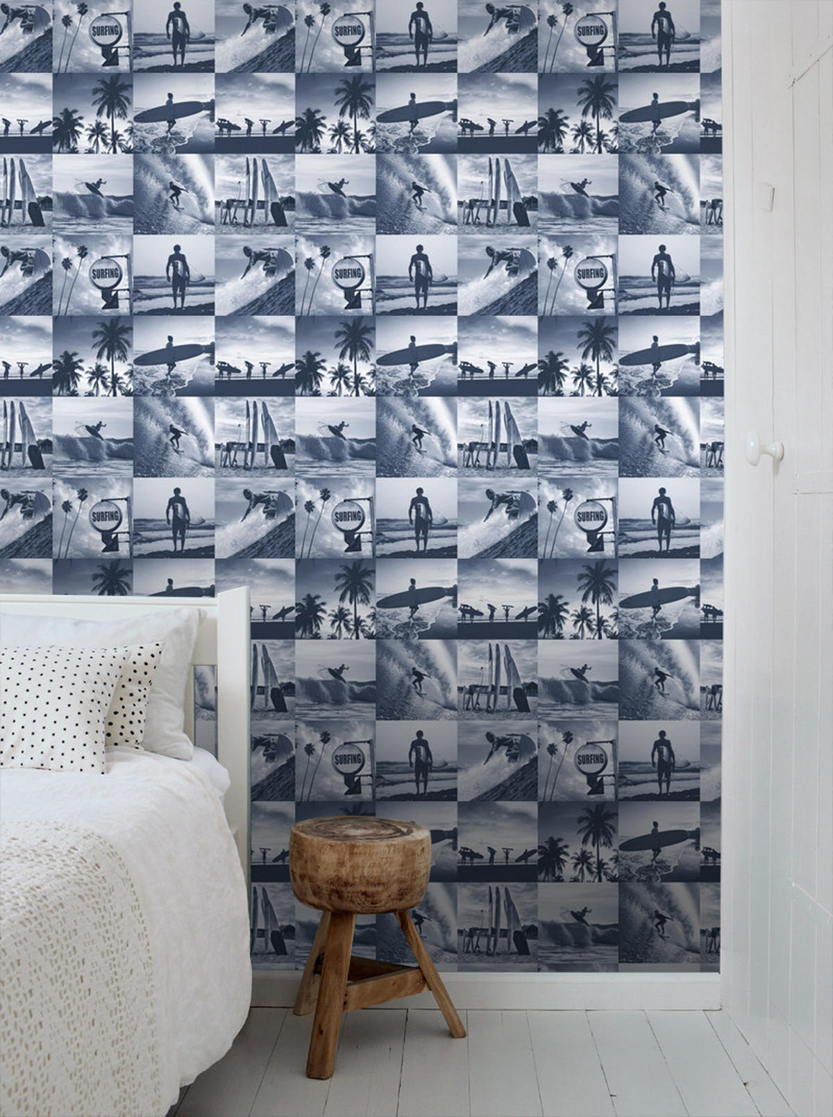 TAPETE Bilder von Surfern 53 cm x 10.05 m - Blau, Papier (53/1000cm) - ESTAhome