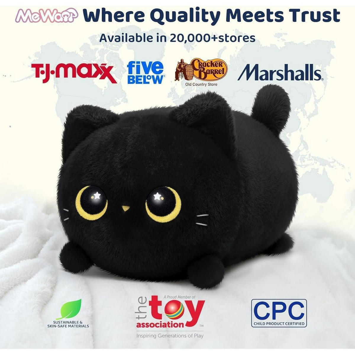 PLÜSCHKISSEN Schwarze Katze 20 cm - Schwarz, Textil (13.2/20.3cm)