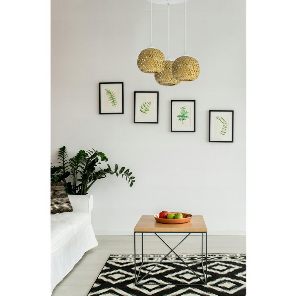 PENDELLEUCHTE BOHO - Beige/Weiß, Glas/Metall (15/34/100cm) - kiki design