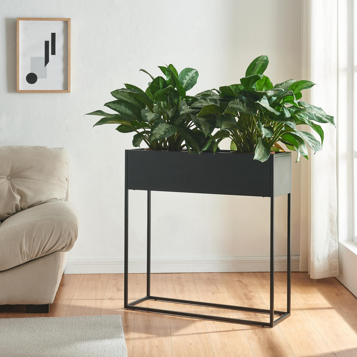 BLUMENSTÄNDER Joensuu - Schwarz, Metall (80/80/25cm) - [en.casa]