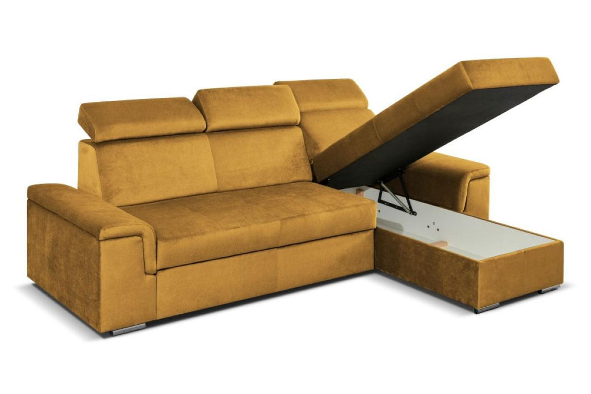 ECKSOFA Monaco L-Form mit Schlaffunktion und Bettkasten 245 cm, gelb - Gelb, Holz/Kunststoff (245/163cm) - Margaret Hadas24