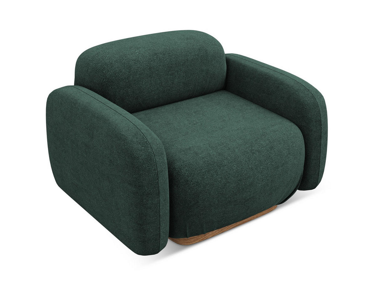 SESSEL Bouclé Stoff Grün - Dunkelgrün/Braun, Holz/Textil (110/73/95cm) - Makamii