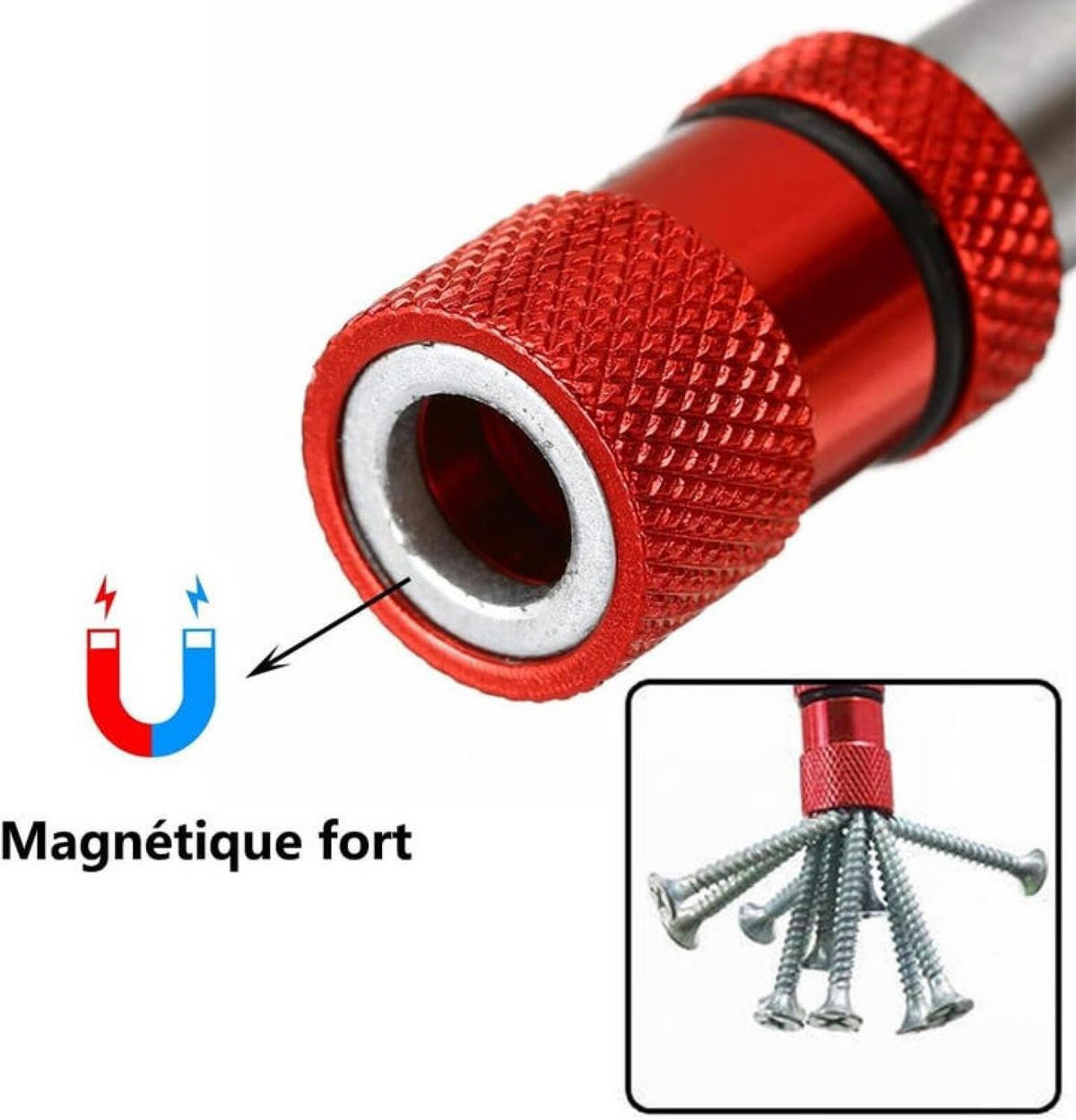 BOHRER – mit einstellbarem Tiefenbegrenzer, 1/4-Zoll-Sechskantschaft, zweiteiliges Set - Rot, Metall (6.6/0.6/1cm) - DCA