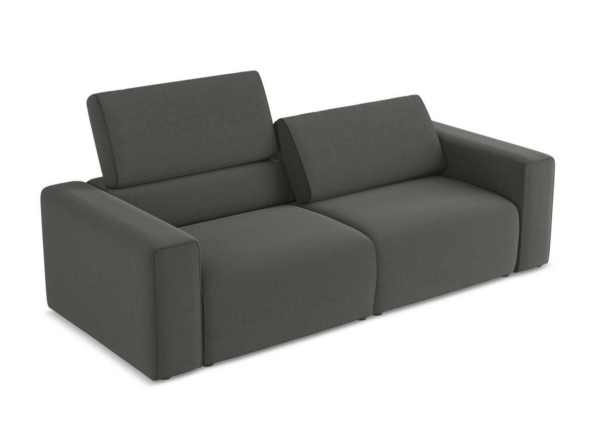 3-SITZER SOFA Samt Stoff Grau - Dunkelgrau/Schwarz, Kunststoff/Textil (224/80/103cm) - Makamii