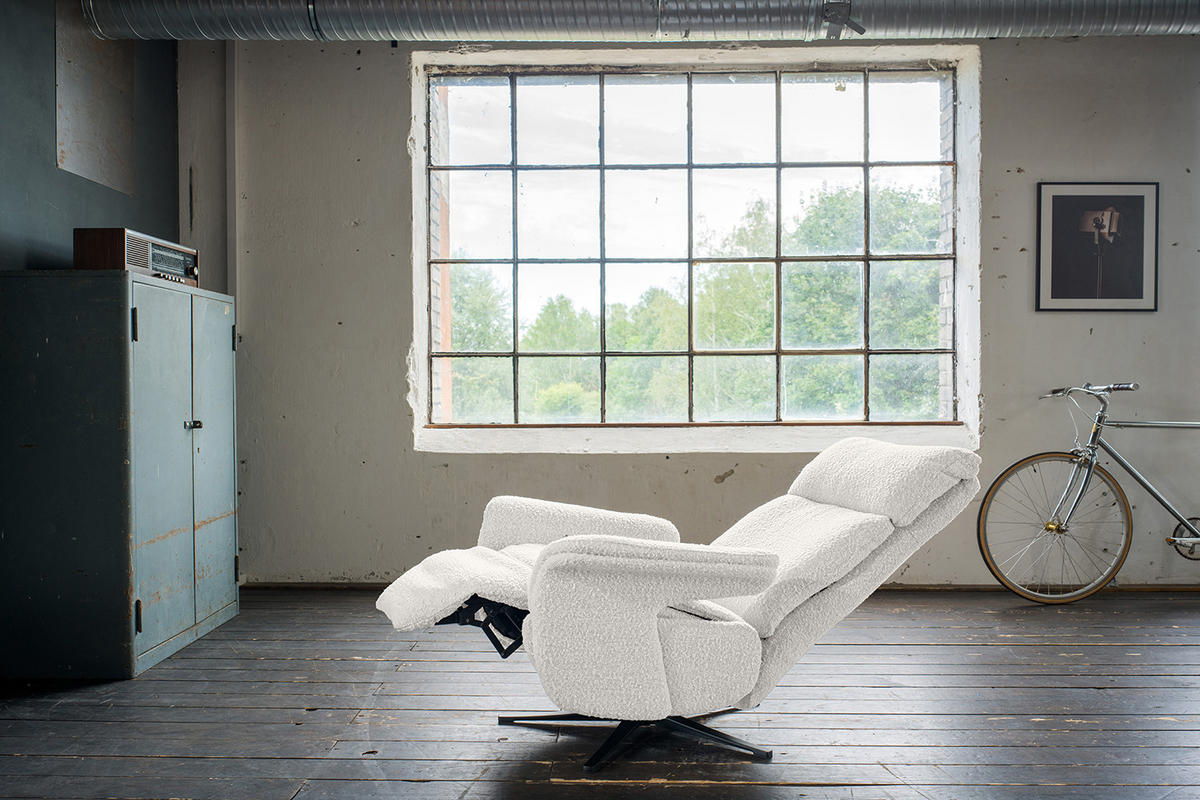 RELAXSESSEL NAMA Hellgrau Webstoff - Hellgrau/Schwarz, Textil/Metall (78/111/86cm) - KAWOLA
