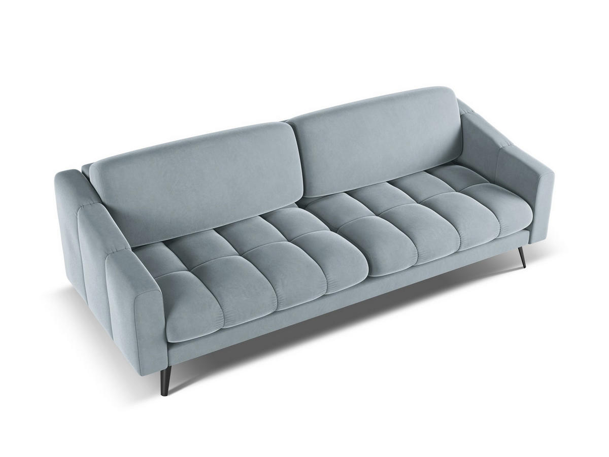 4-SITZER-SOFA Samt Stoff Blau - Blau/Schwarz, Textil/Metall (238/80/95cm) - Makamii
