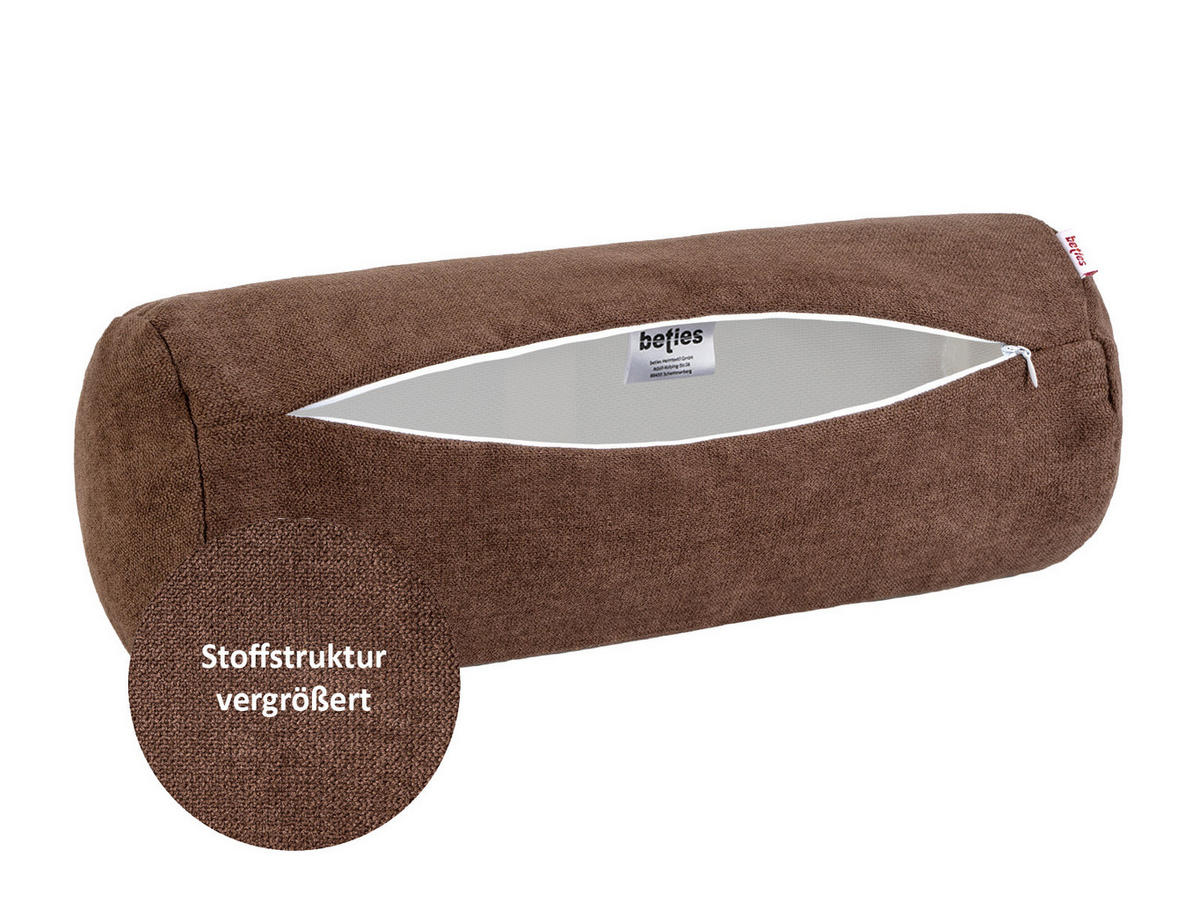 NACKENROLLENHÜLLE FarbTon Chenille-Haptik kaffe-braun 40/15 cm - Braun, Textil (15/40cm) - beties Heimtextil