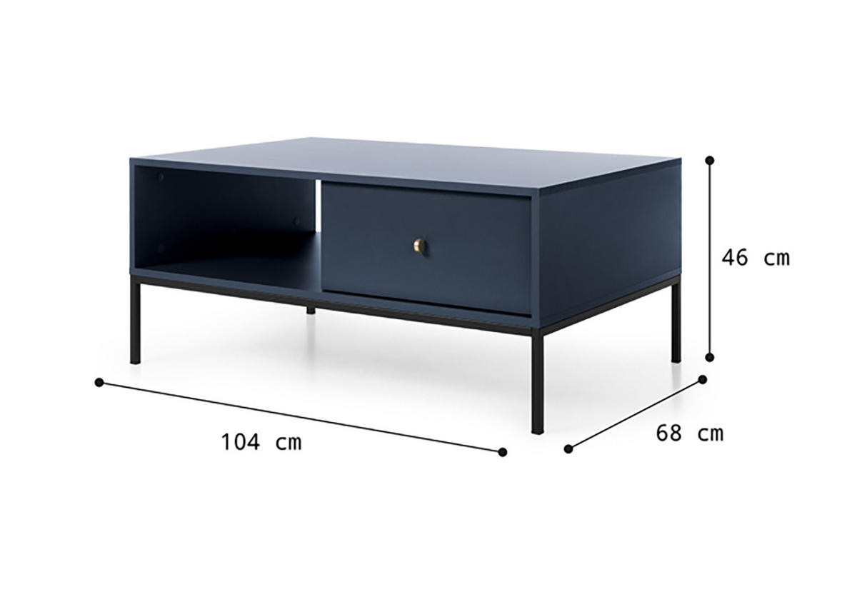 COUCHTISCH Mono marineblau / schwarz 103,5 / 68 / 46cm - Blau/Schwarz, Holz/Holzwerkstoff (68/103.5/46cm) - Feldmann-Wohnen