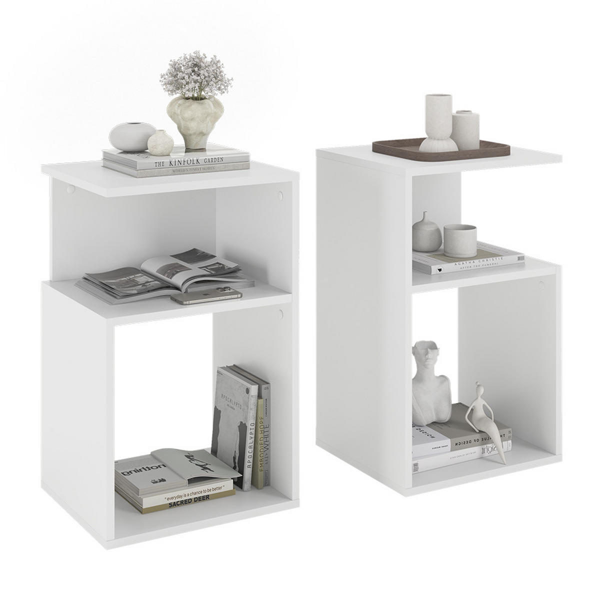 NACHTTISCH Elios Weiß 2er Set - Weiß, Holzwerkstoff (40/65.3/35cm) - Vicco