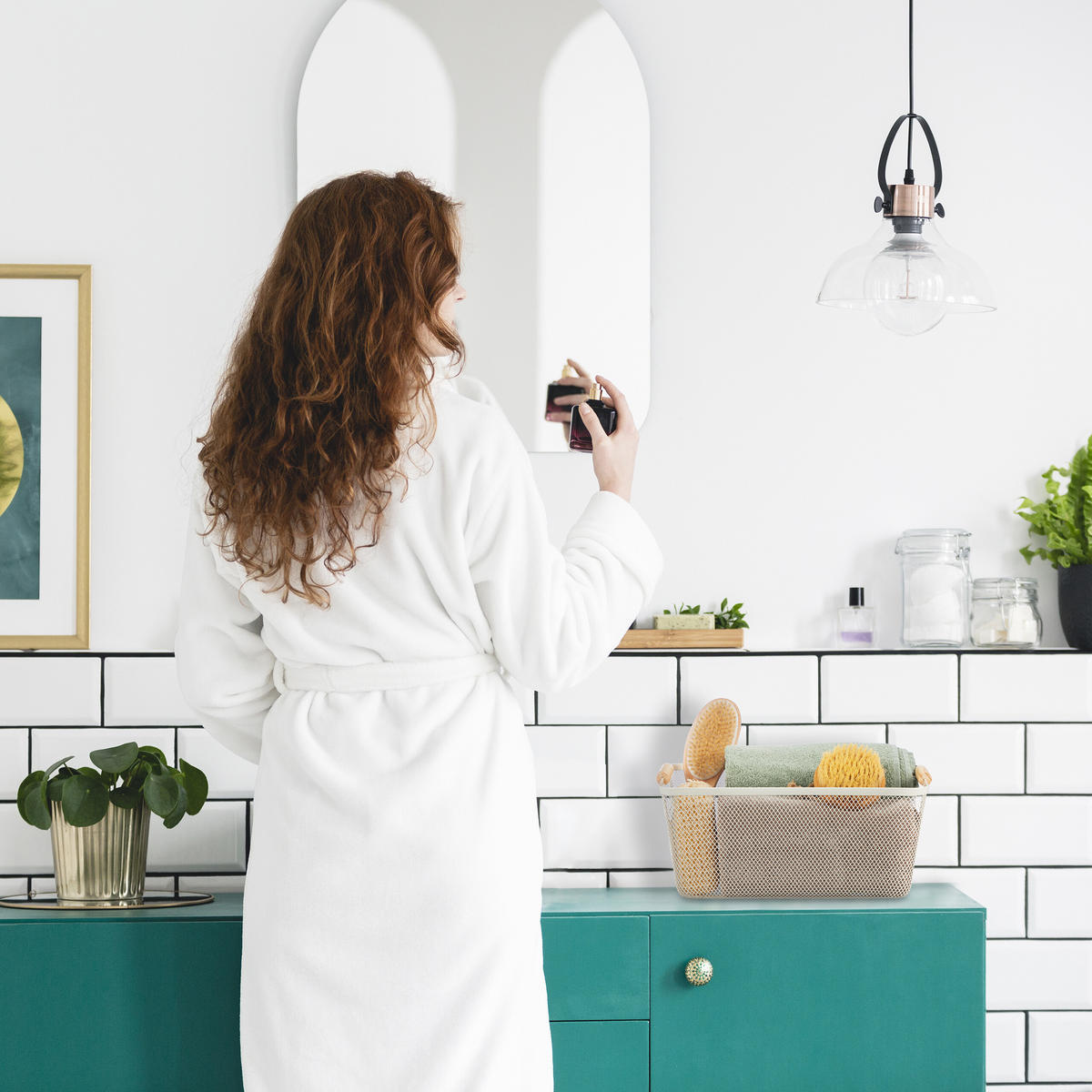 DRAHTKORB - Weiß, Holz/Metall (37/16.5/22.5cm) - Relaxdays