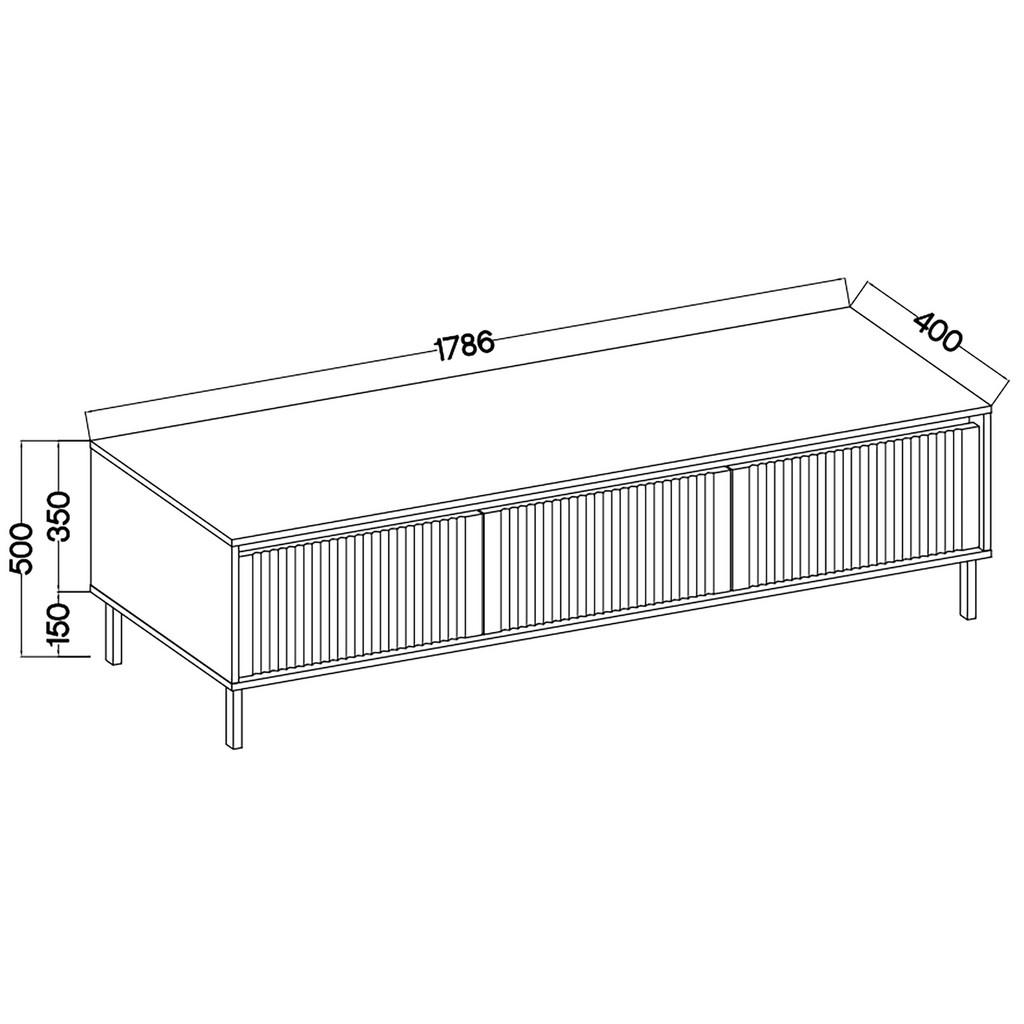 Thumbnail - Masseno Lowboard, Gold, Holzwerkstoff, 3 Schubladen, 178.6x50x40 cm, Wohnzimmer, Wohnwände, Lowboards, Lowboards stehend