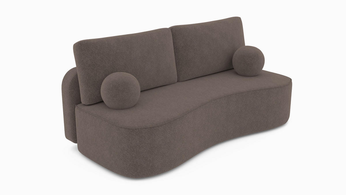 BETTSOFA SANDRO Braun Bucle-Stoff mit Schlaffunktion - Braun, Textil (101/93/207cm) - MASSENO