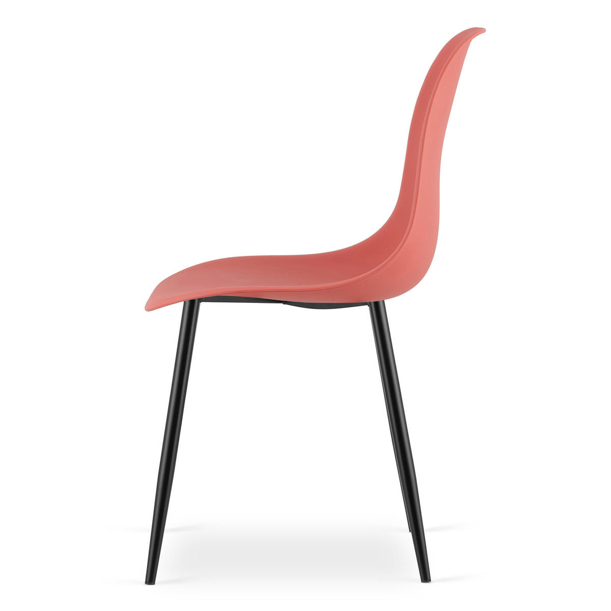 ESSZIMMERSTUHL 4-er Set KALEO Zinnoberroter Sitz, schwarze Beine - Rot/Schwarz, Kunststoff (46/84/51cm) - Valora