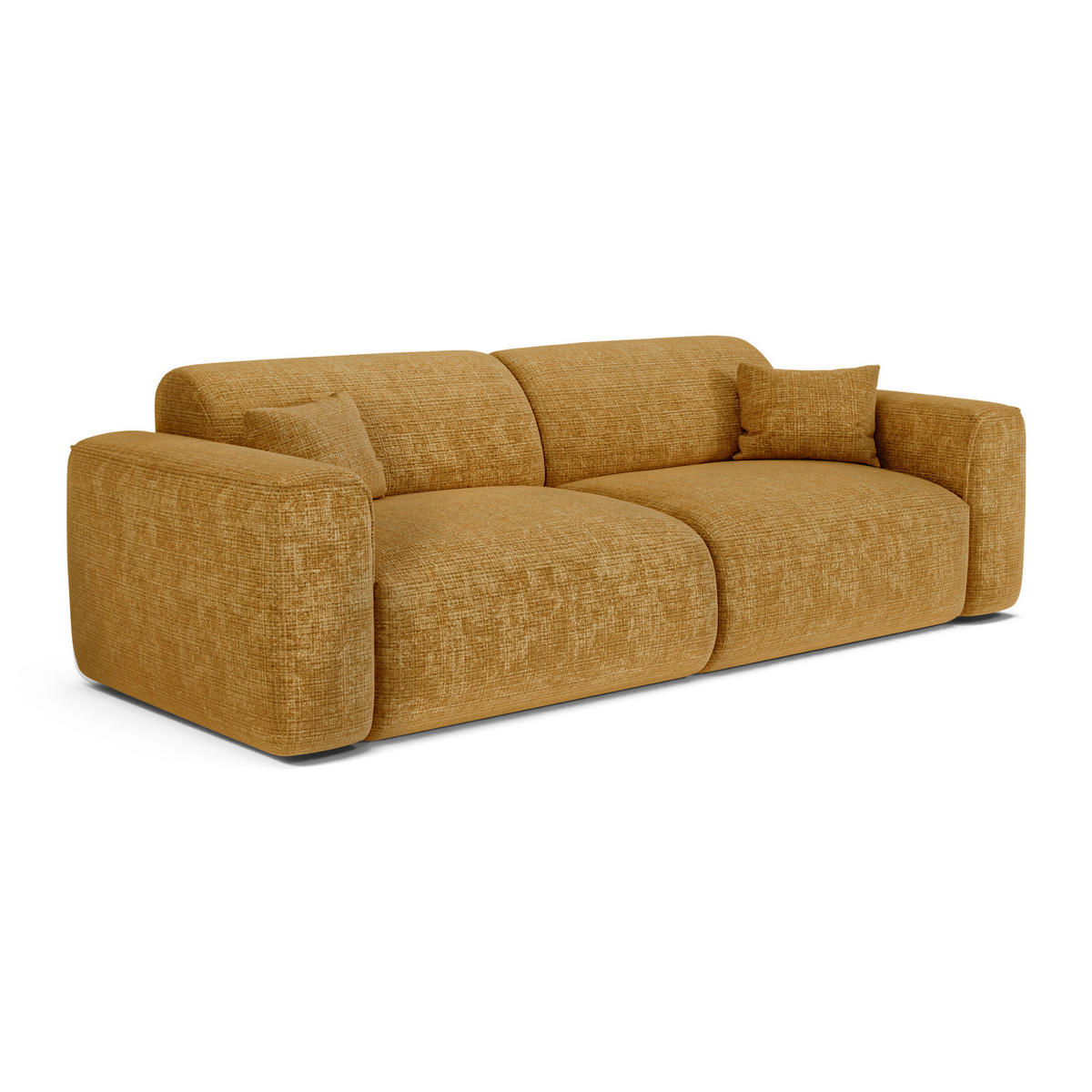 SCHLAFSOFA GERADE Geprägter Samt Senf 240cm - Dunkelgelb, Textil (240/73/97cm) - Sia Home