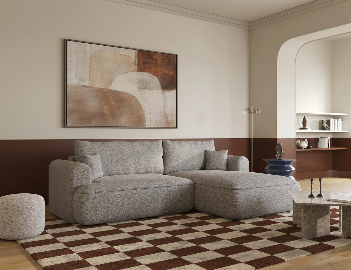 ECKSOFA Ovo Greige Webstoff-Bezug - Taupe/Schwarz, Kunststoff/Textil (165/260cm) - Selsey