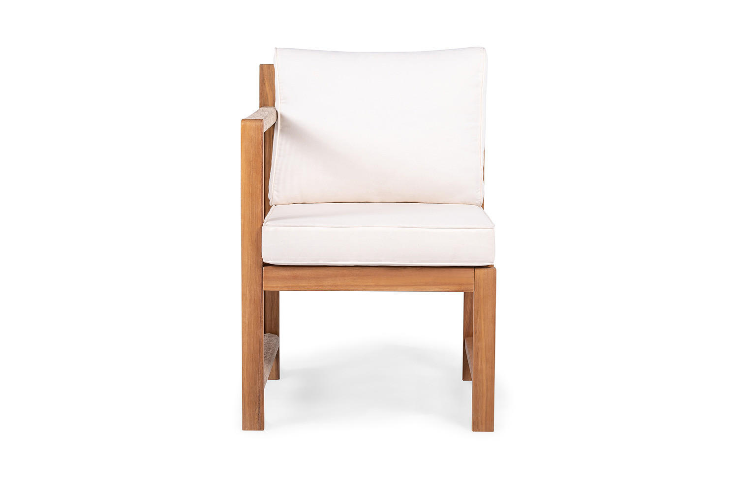 DININGSTUHL MIT 1 ARMLEHNE - Akazie massiv / Polyester - Braun / Beige - Beige/Braun, Holz/Textil (58/86/66cm) - home24