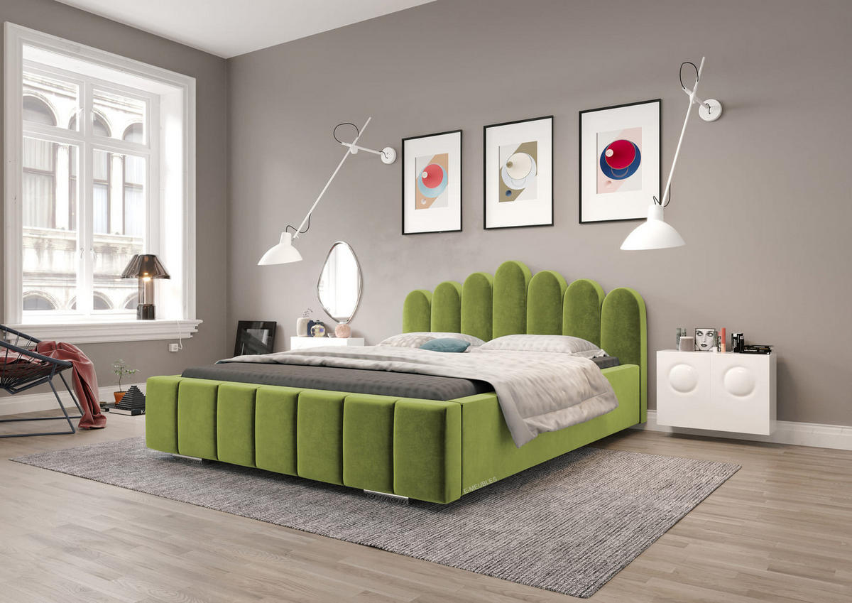 POLSTERBETT Bett 03 - 180x200 - Green - Grün, Holz/Textil (180/200cm) - Möblo