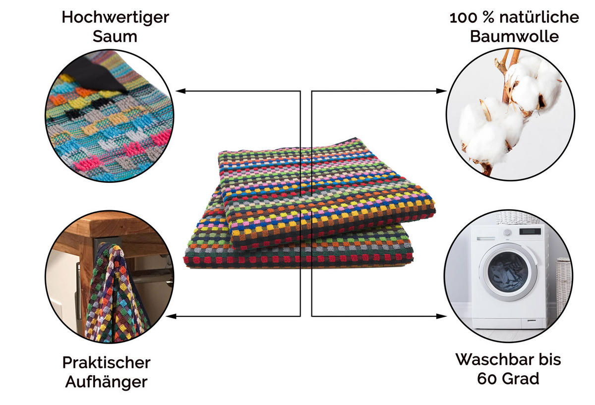 DUSCHTÜCHER, 2er-Set, 70x140 cm, 100% Baumwolle, bunt - Multicolor, Textil (70/140cm) - Zollner