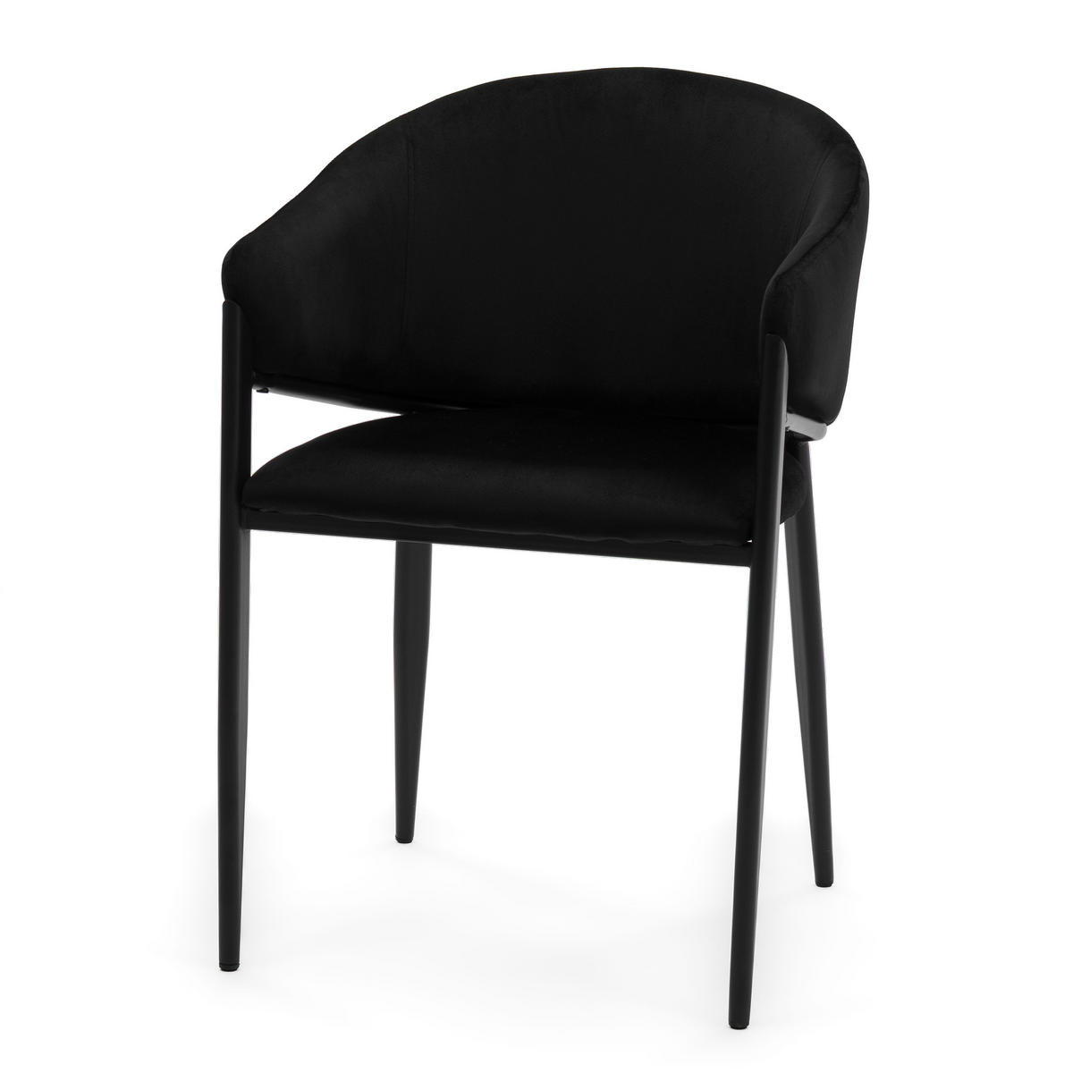 STUHL BUENO gespolsterter - schwarz - Glamour Velour Samt - Schwarz, Textil/Metall (57/81/59cm) - NEW HOME