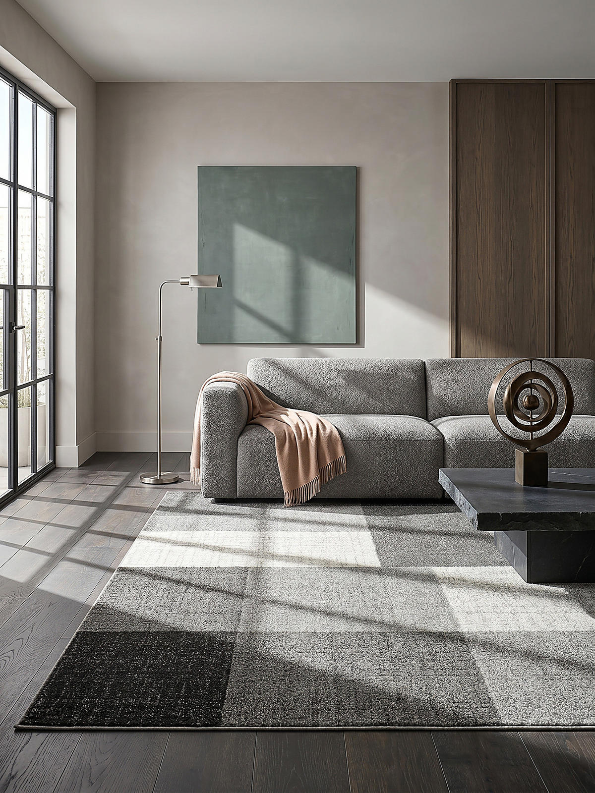 TEPPICH Niederflor Patchwork THUR Polypropylen Grau 140 x 200 cm - Grau, Textil (140/200cm) - KADIMA DESIGN
