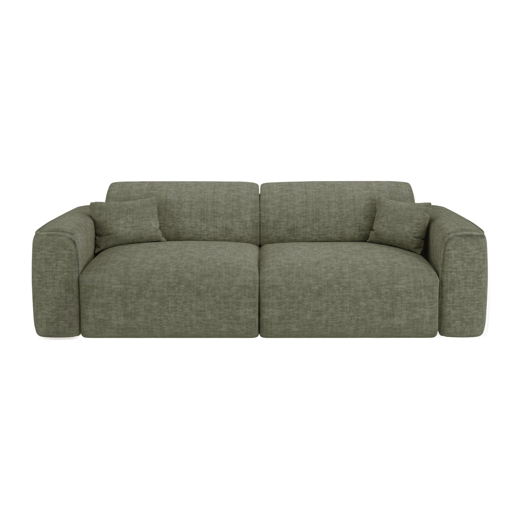 SCHLAFSOFA GERADE Texturierter Samt Salbeigrün 240cm - Grün, Textil (240/73/97cm) - Sia Home