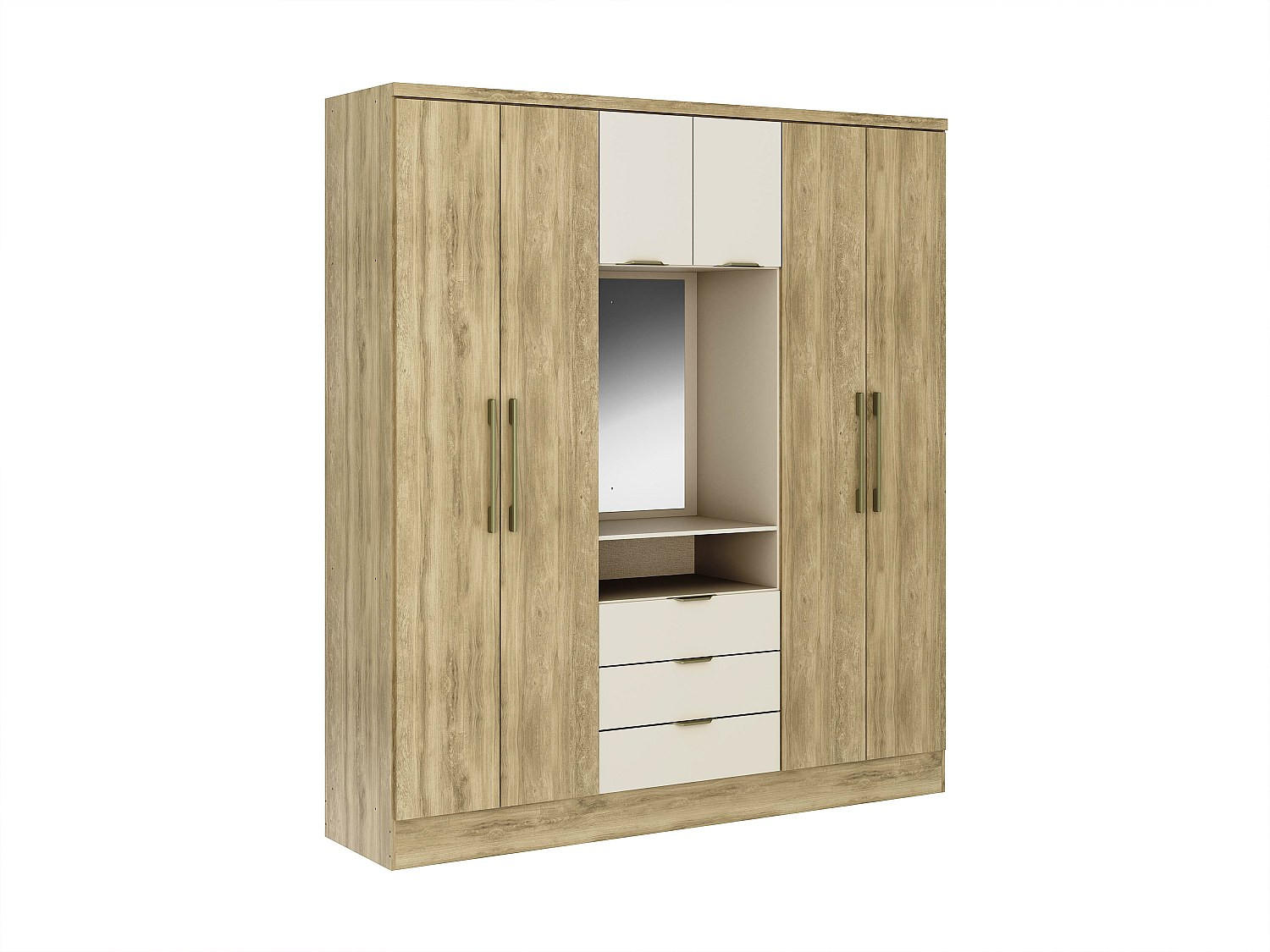 KLEIDERSCHRANK - 180 cm x 46.5 cm - Holz, Platte - Beige, Naturfarben Hell ELORIO - Beige/Naturfarben, Holz (180/206/46.5cm) - Vente-Unique